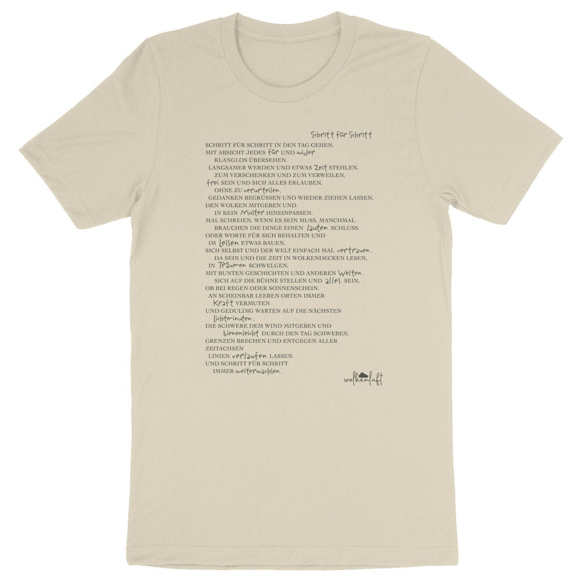 Schritt für Schritt Text - Unisex T-Shirt aus Bio-Baumwolle
